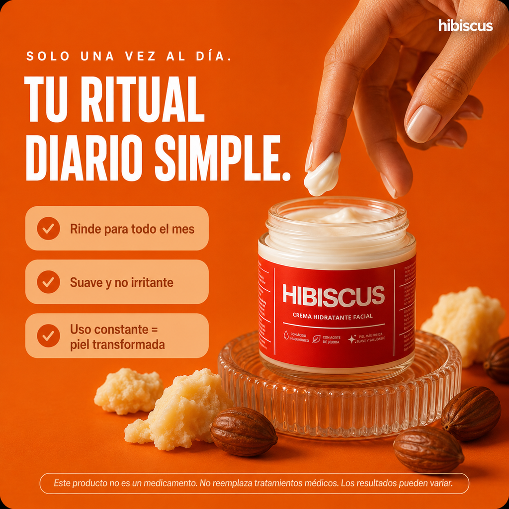 Crema Hidratante Facial Hibiscus - Nutrición 24h con Manteca de Karité